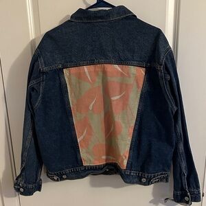 Old Navy Blue Denim Jacket with Peach and Light Green Panel